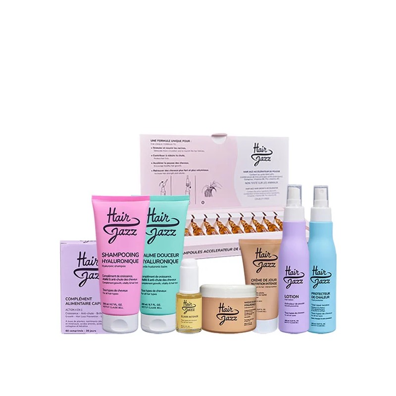 Setul complet Hair Jazz: șampon, loțiune, mască, vitaminele, fiole, serul, cremă, soluția de protecție termică și balsamul